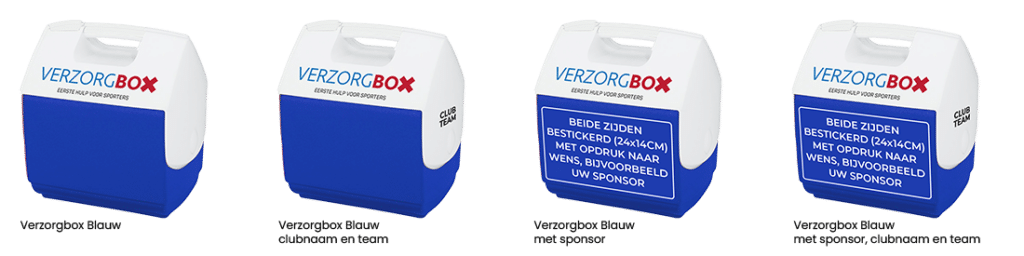 Verzorgbox blauw opties op een rijtje
